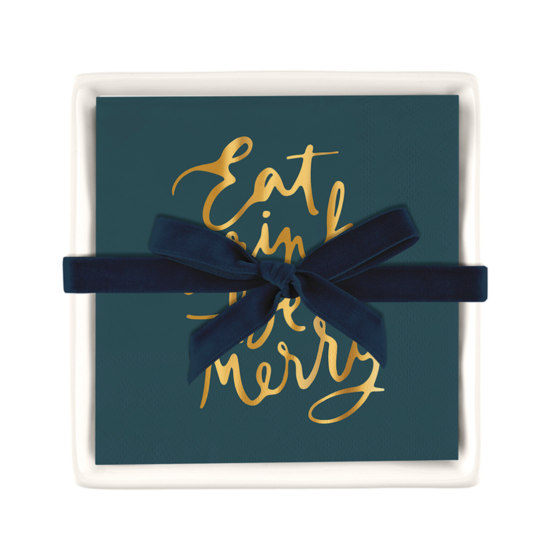 Ceramic Tray & Napkins - Eat Drink Be Merry