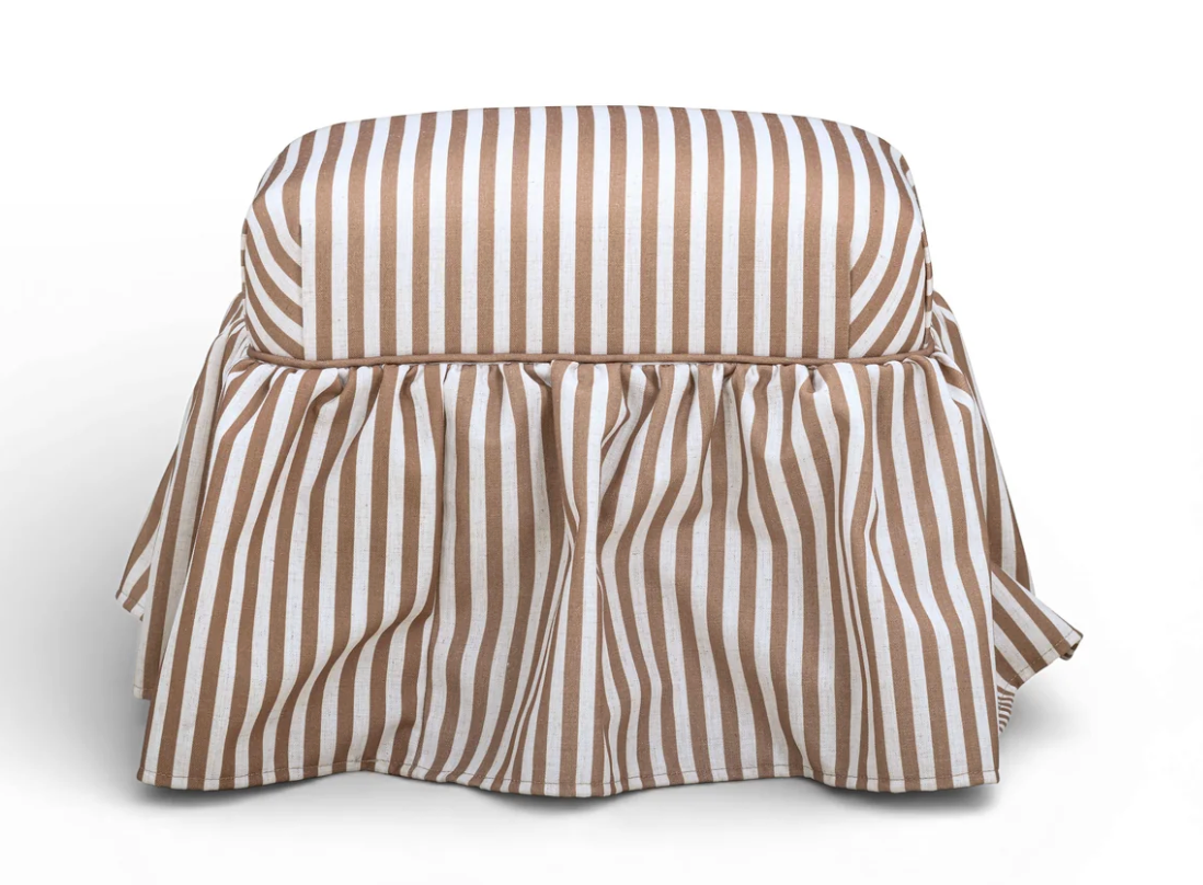 Genevieve Striped Linen Ottoman