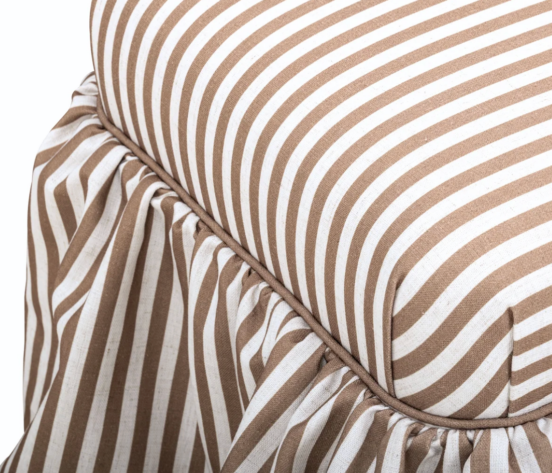 Genevieve Striped Linen Ottoman