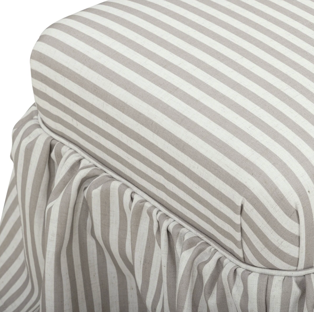 Genevieve Striped Linen Ottoman