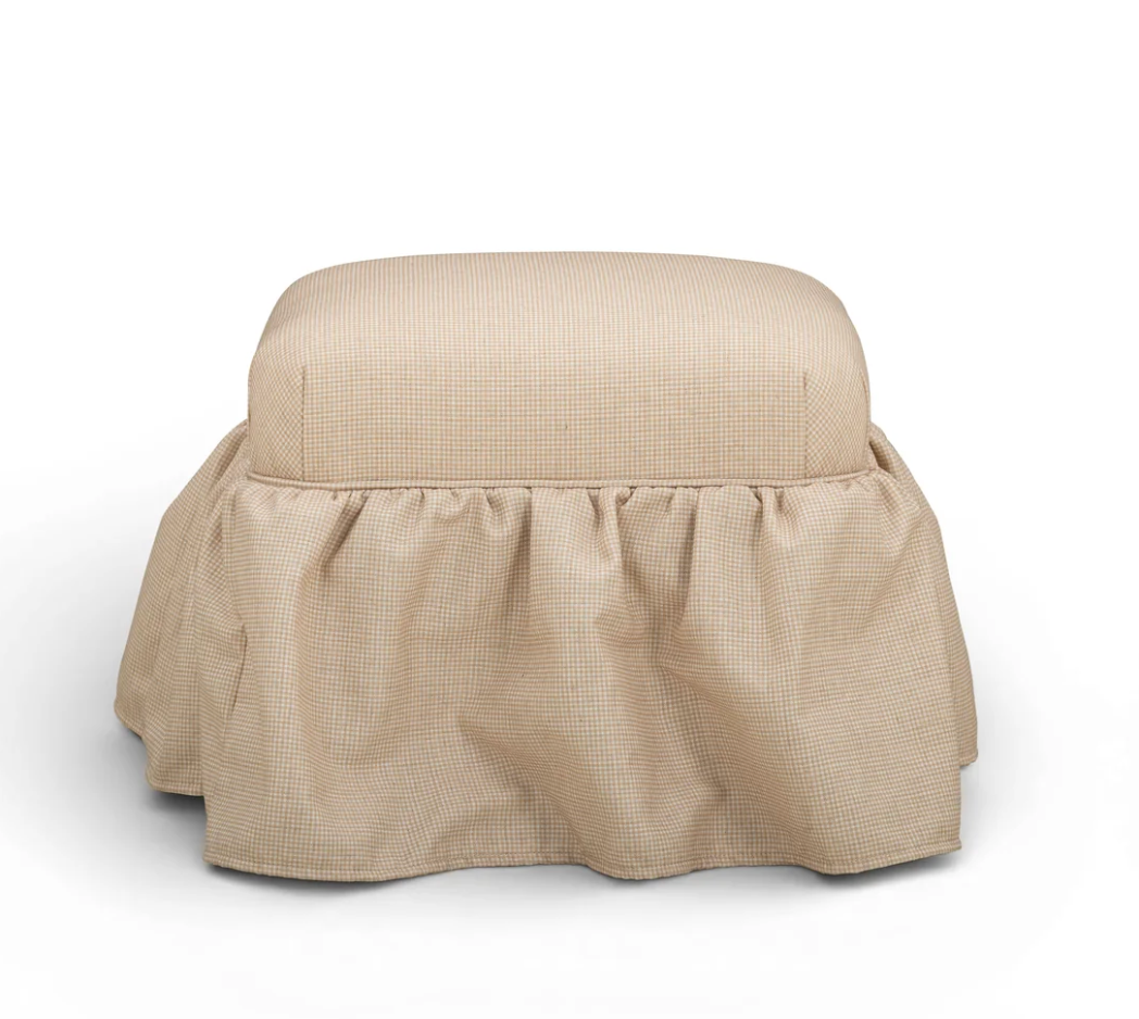 Genevieve Gingham Linen Ottoman