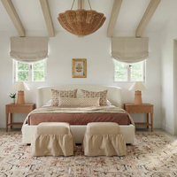 Genevieve Gingham Linen Ottoman