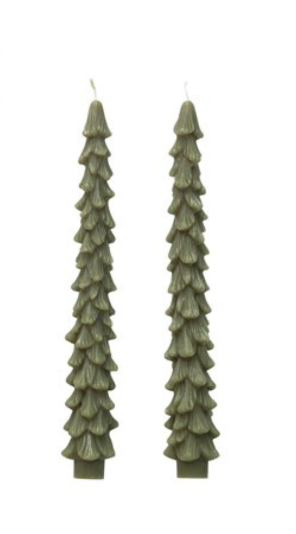 Tree Shaped Taper Candles, Green