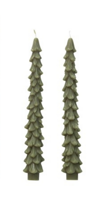 Tree Shaped Taper Candles, Green