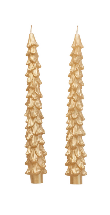 Tree Shaped Taper Candles, Gold
