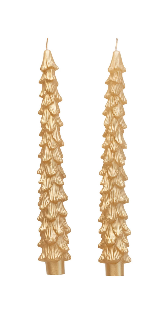 Tree Shaped Taper Candles, Gold