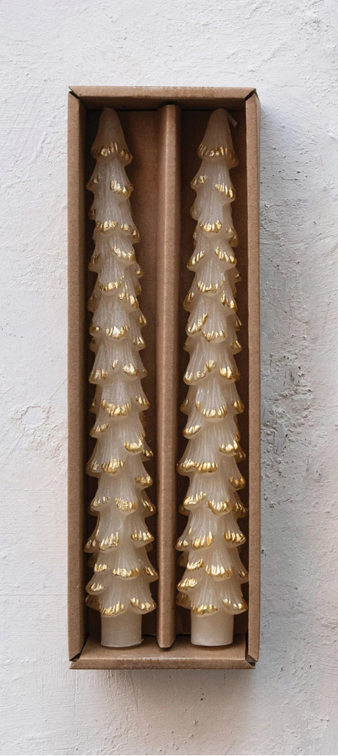 Tree Shaped Taper Candles, Eggnog