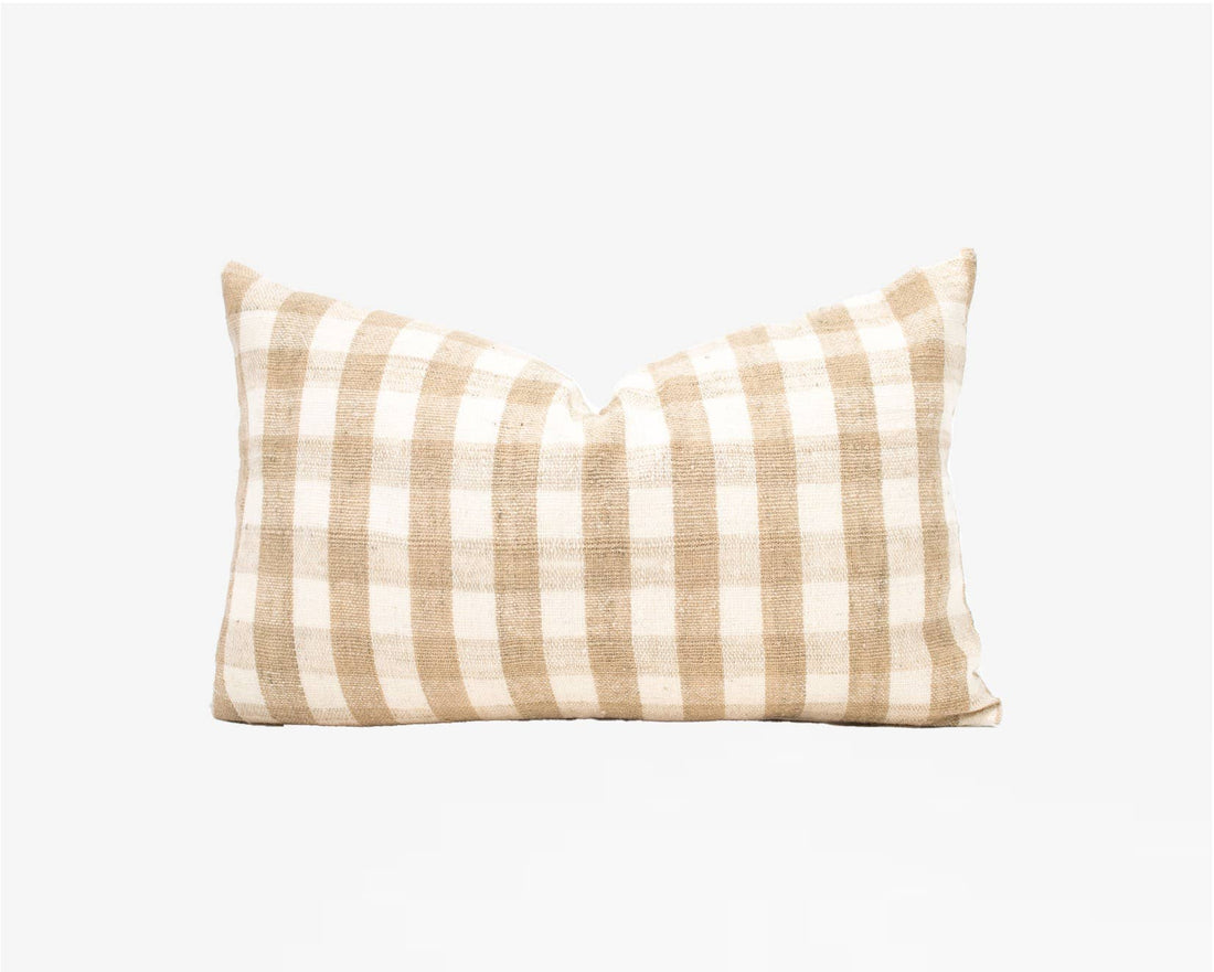 Reva Check - Tan Pillow Cover