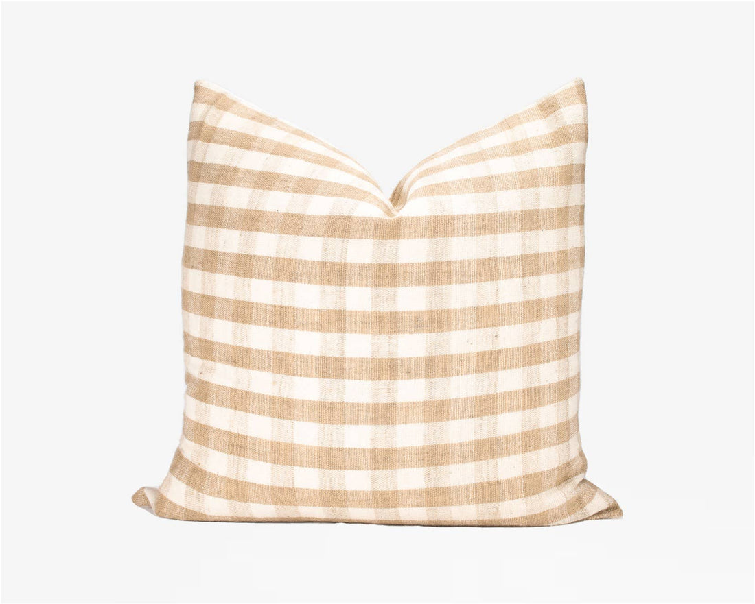 Reva Check - Tan Pillow Cover