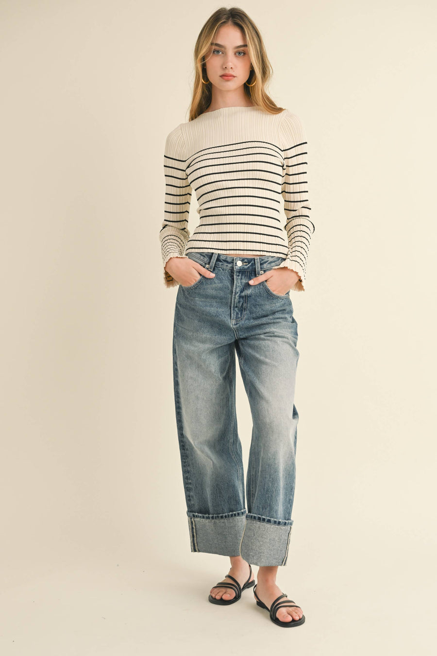 Striped Ribbed Knit Top