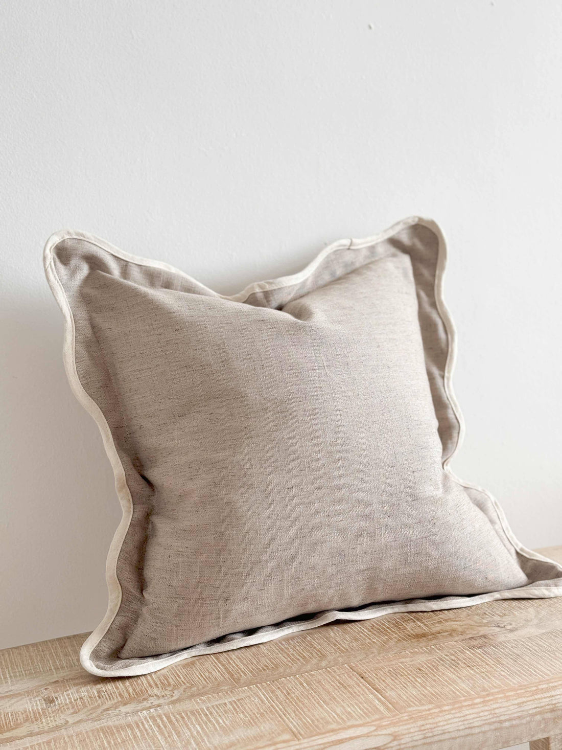 Greige Scalloped Pillow Cover