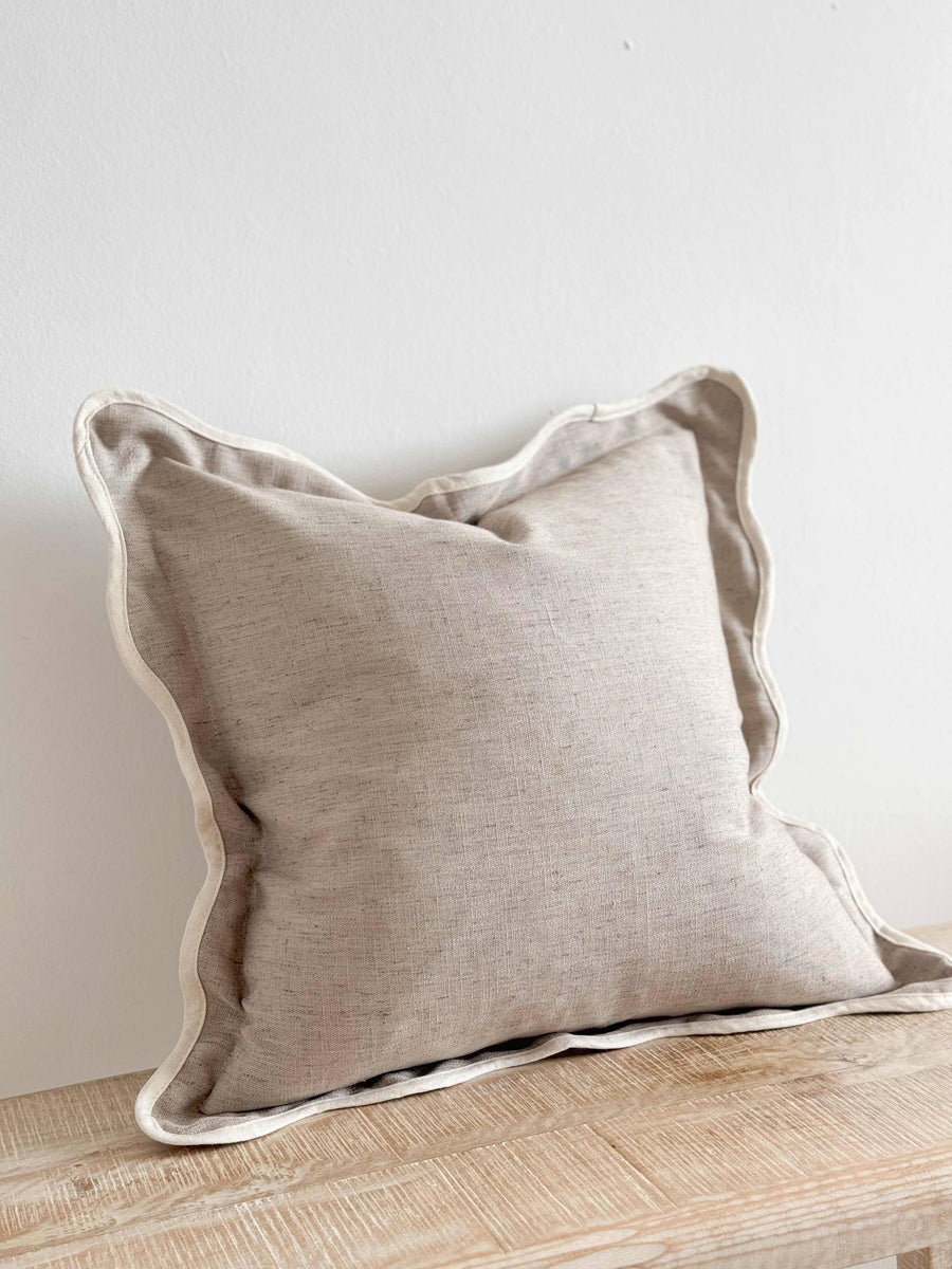 Greige Scalloped Pillow Cover