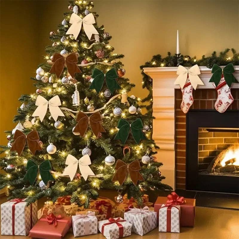 Green Suede Holiday Bows