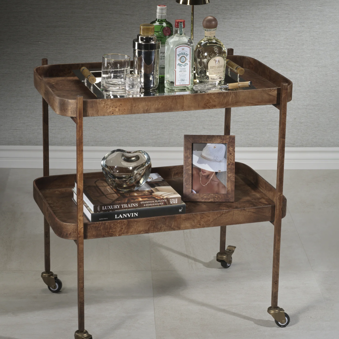 Burl Bar Cart