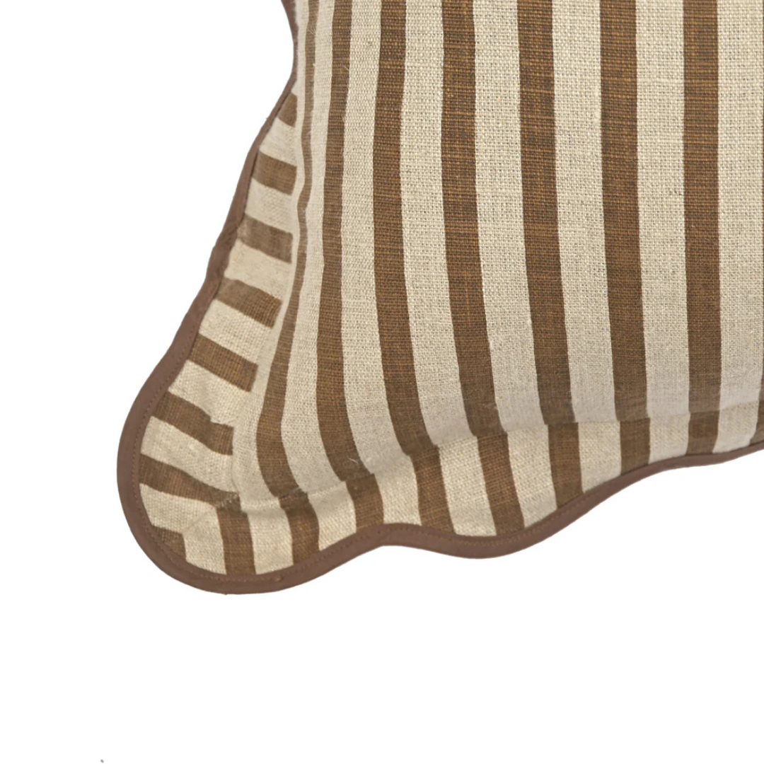 Striped Linen Pillow Cover- Brown