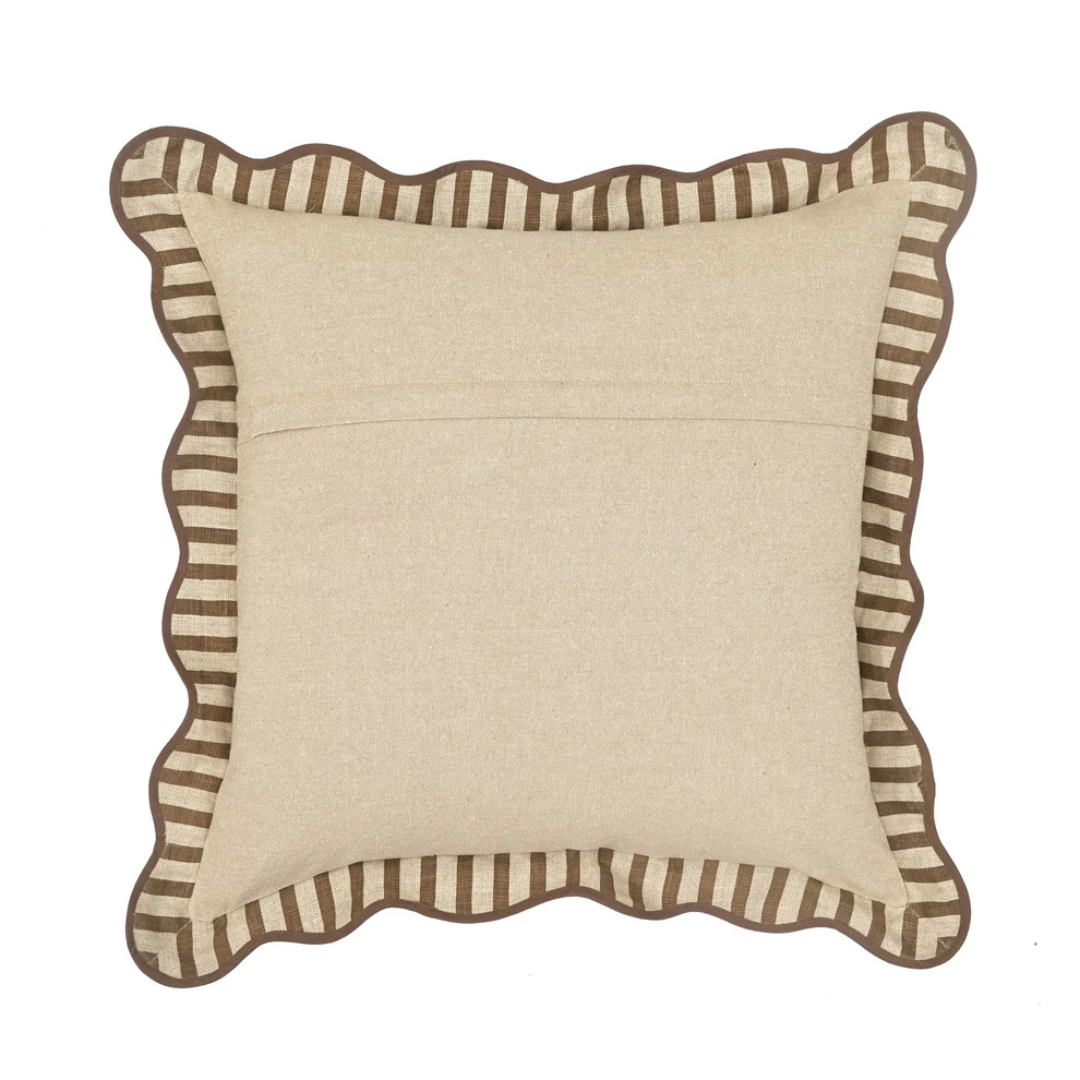 Striped Linen Pillow Cover- Brown