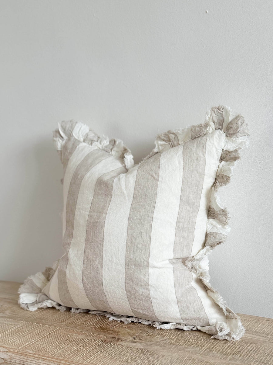 Ruffled Linen Pillow Cover