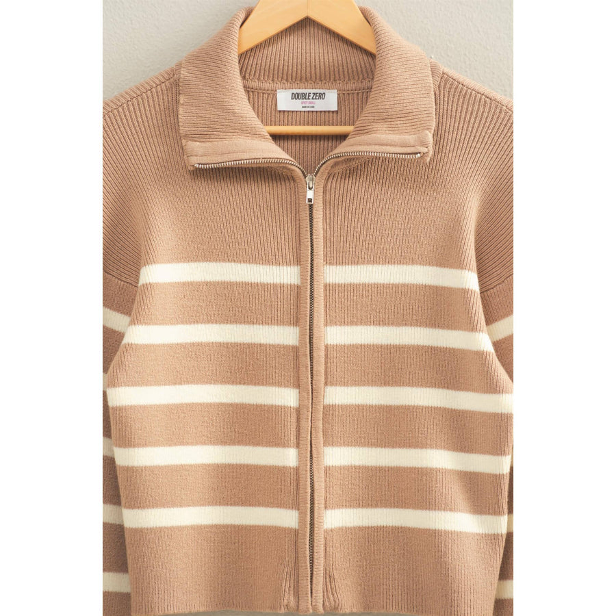 Striped Zip Up Sweater