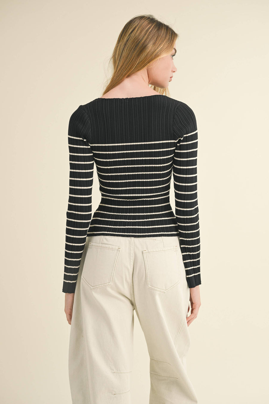 Striped Ribbed Knit Top