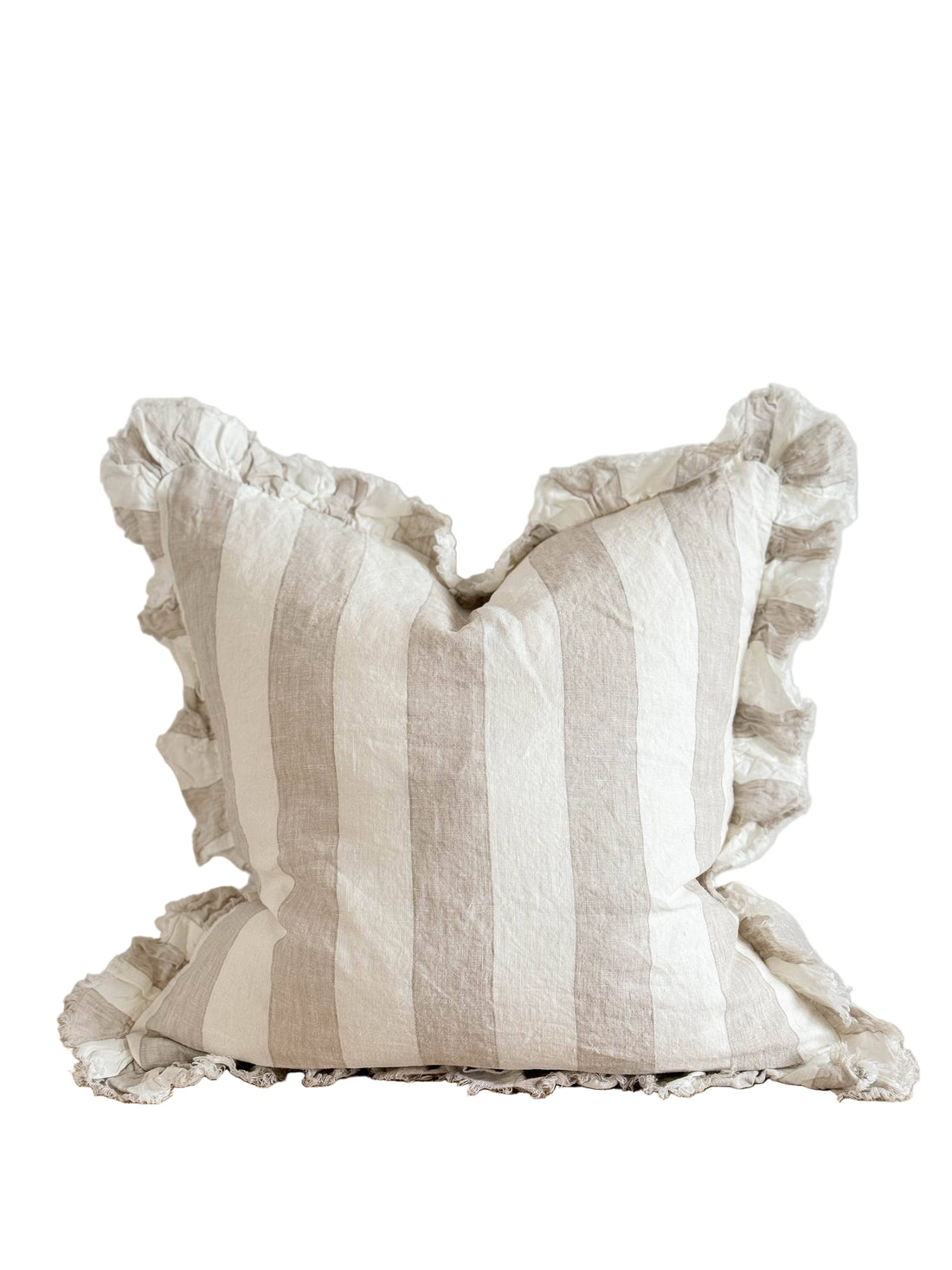 Ruffled Linen Pillow Cover