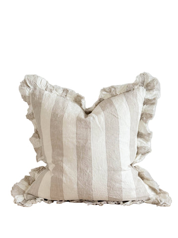Ruffled Linen Pillow Cover