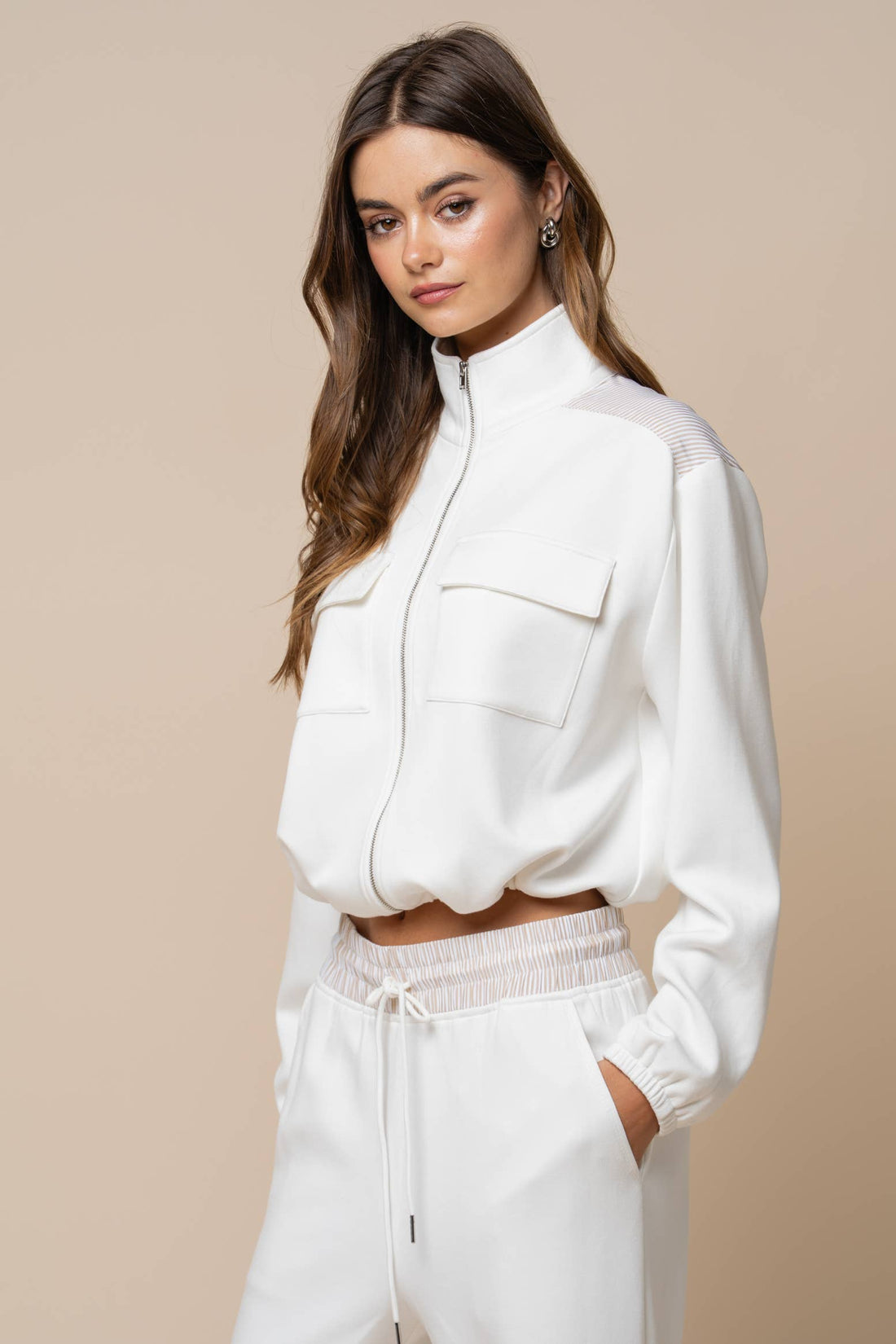 Color Block Mock Neck Sweatshirt