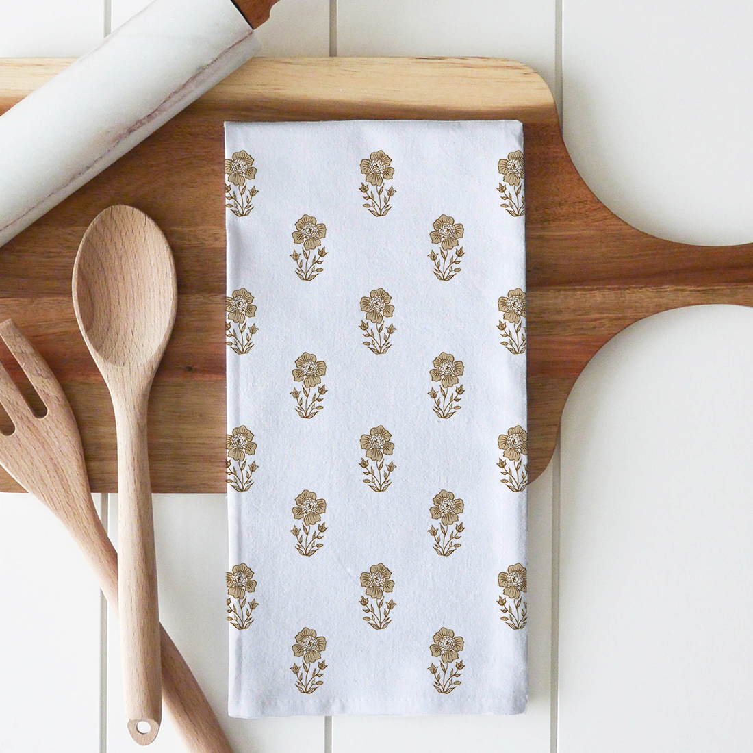 Gold Block Print Tea Towel