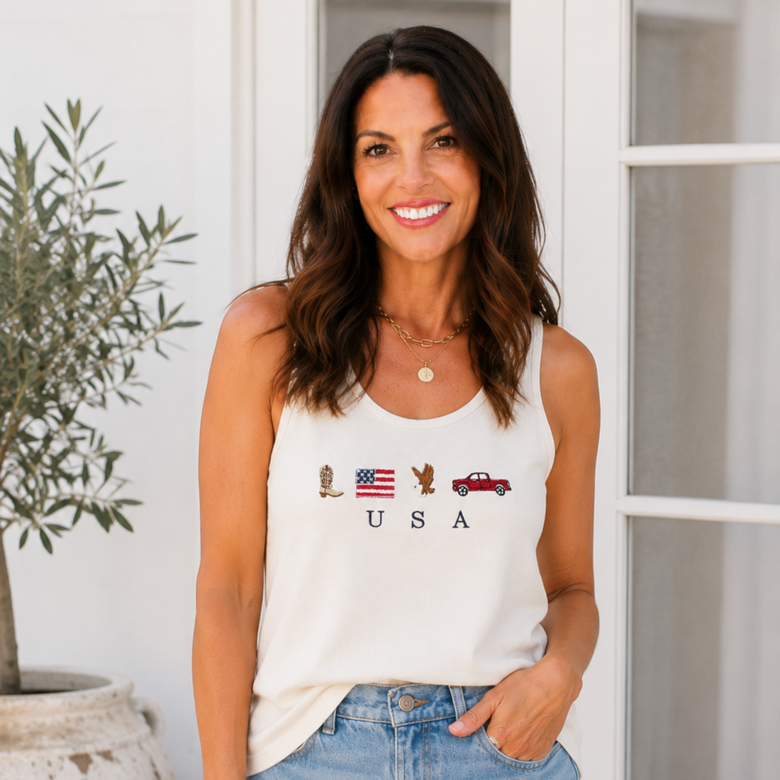 USA Embroidered Tank Top