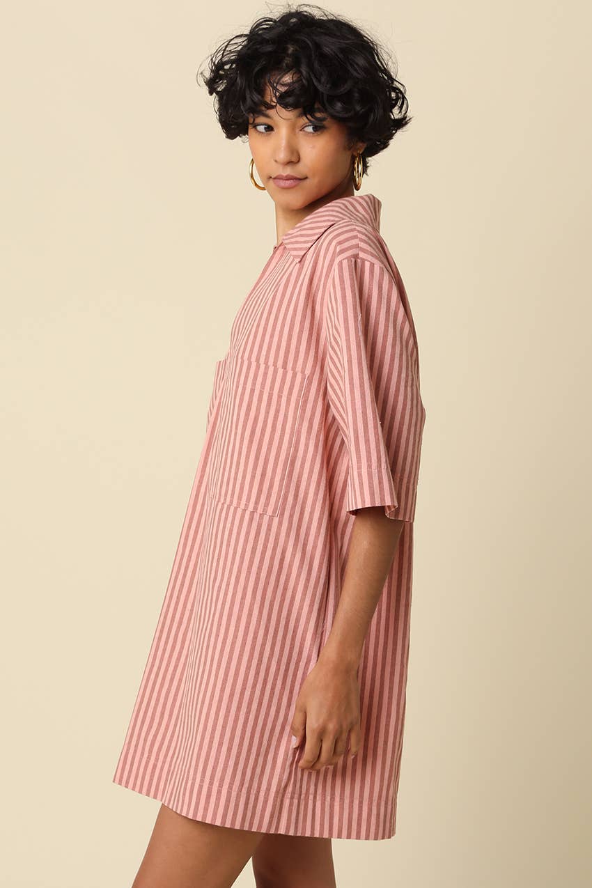 Carlie Stripe Collard Dress