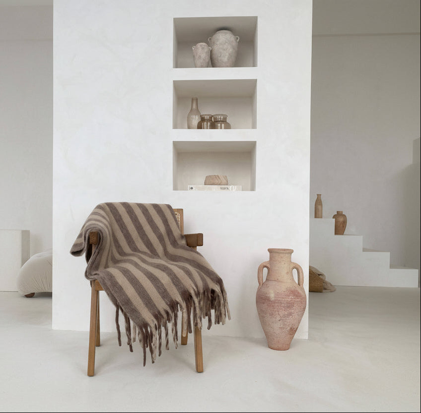 Burnt Umber Stripe  Wool Throw