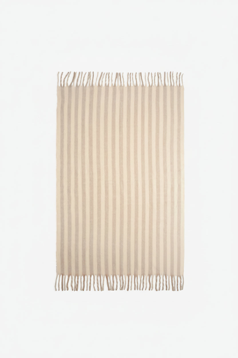 Taupe Stripe Wool Throw