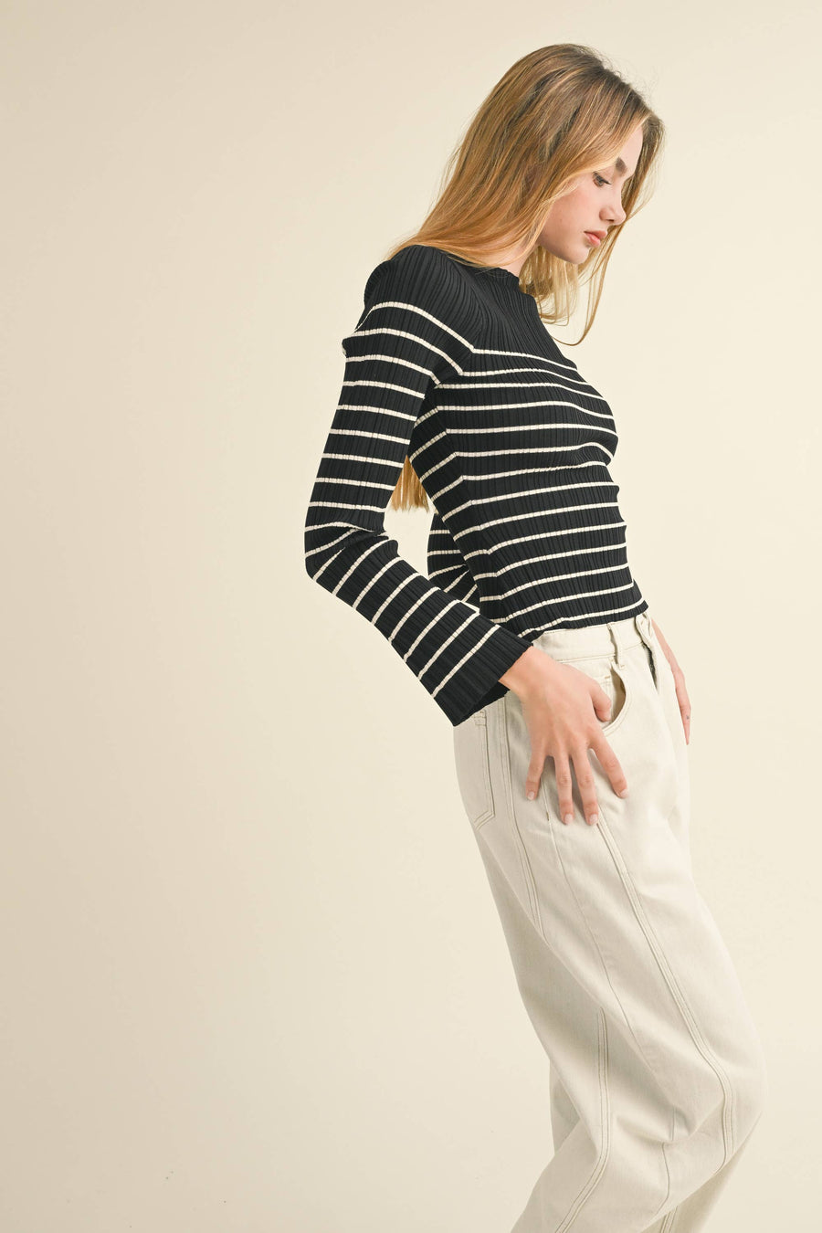 Striped Ribbed Knit Top