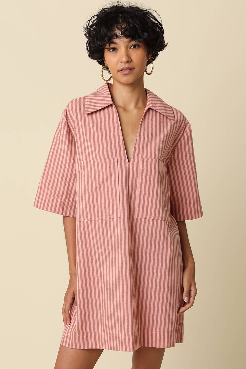 Carlie Stripe Collard Dress
