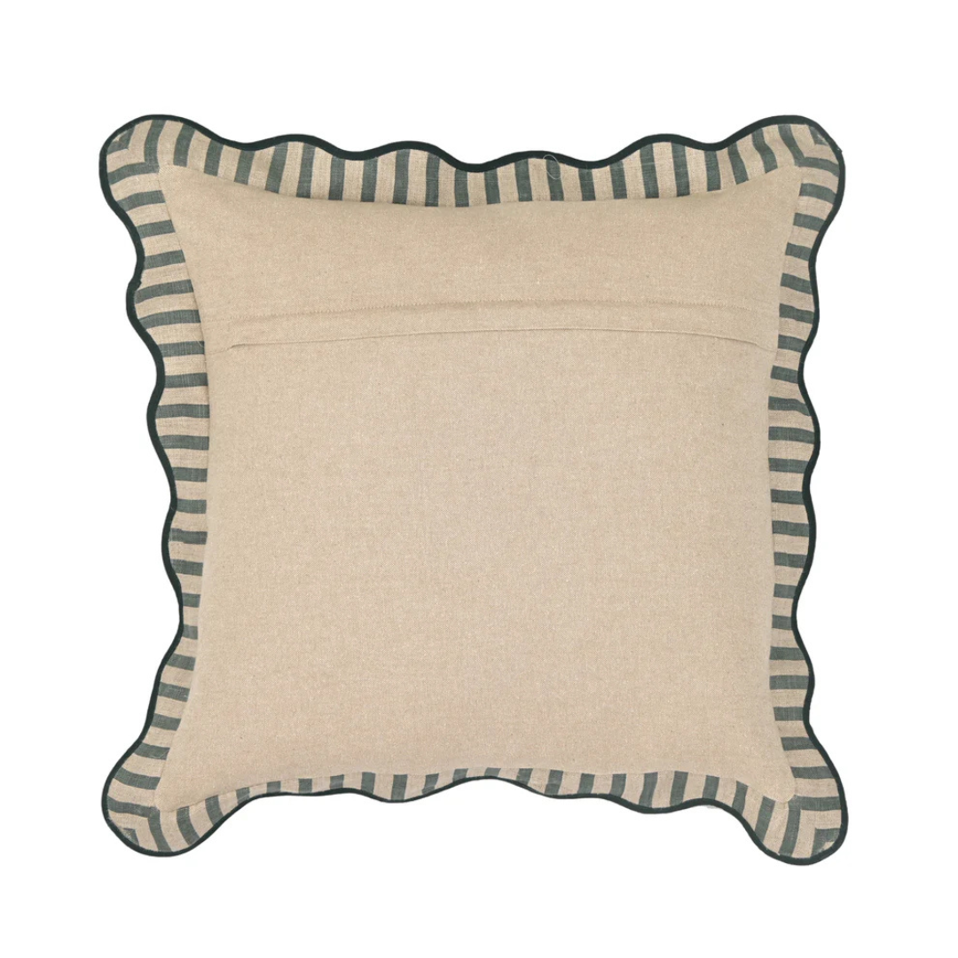 Striped Linen Pillow Cover- Green