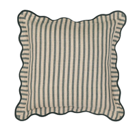 Striped Linen Pillow Cover- Green
