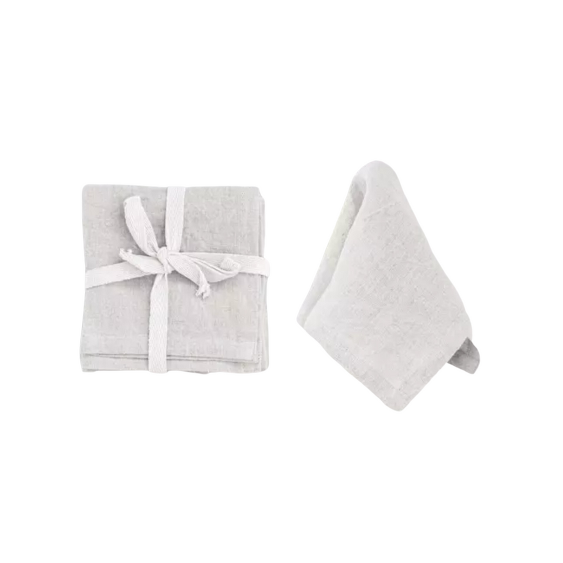 Square Stonewashed Linen Cocktail Napkins