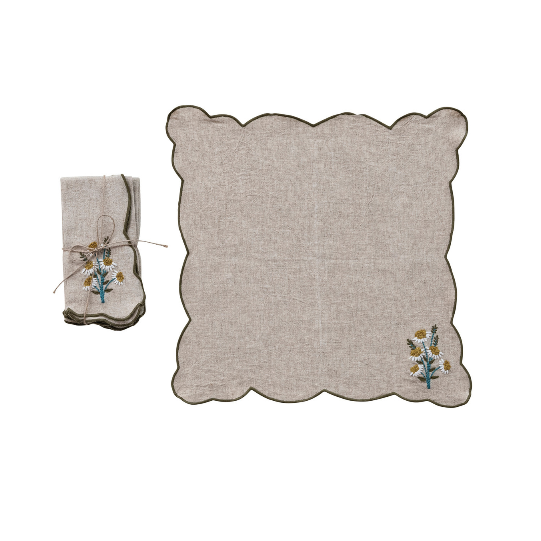 Daisy Embroidered Napkin