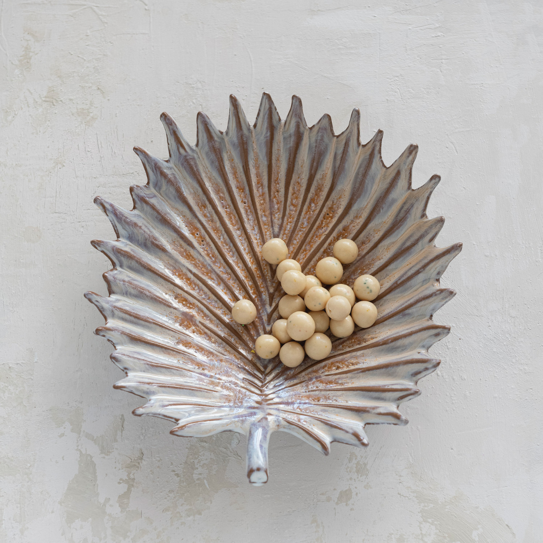 Stoneware Palm Frond Bowl