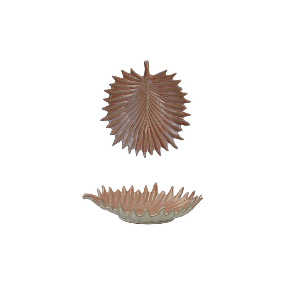 Stoneware Palm Frond Bowl