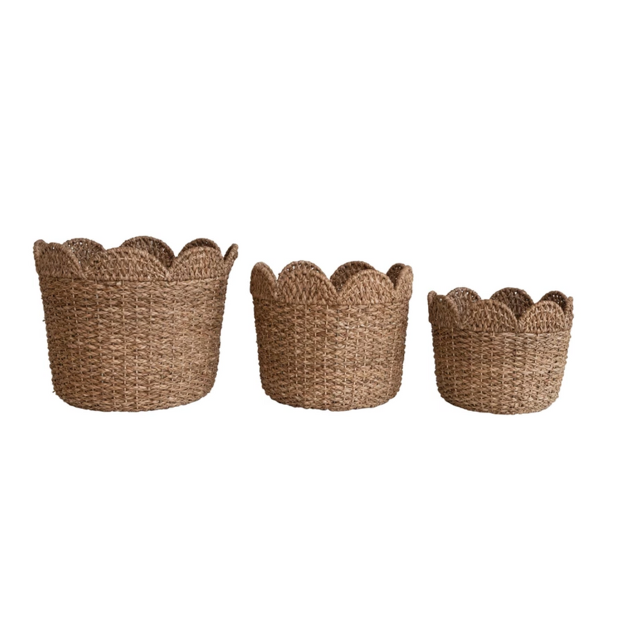 Scallop Braided  Basket Set