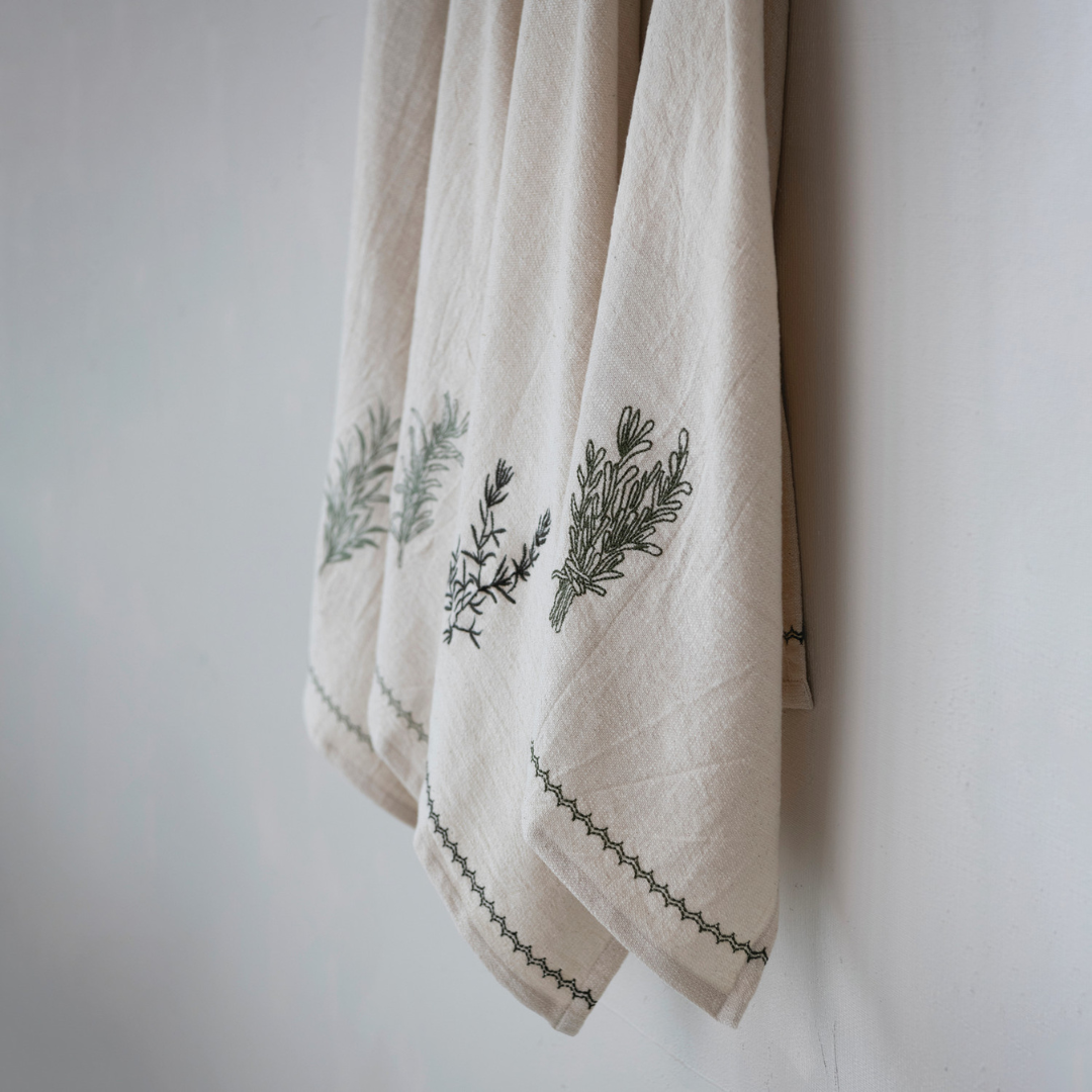 Cotton Tea Towel Herbs