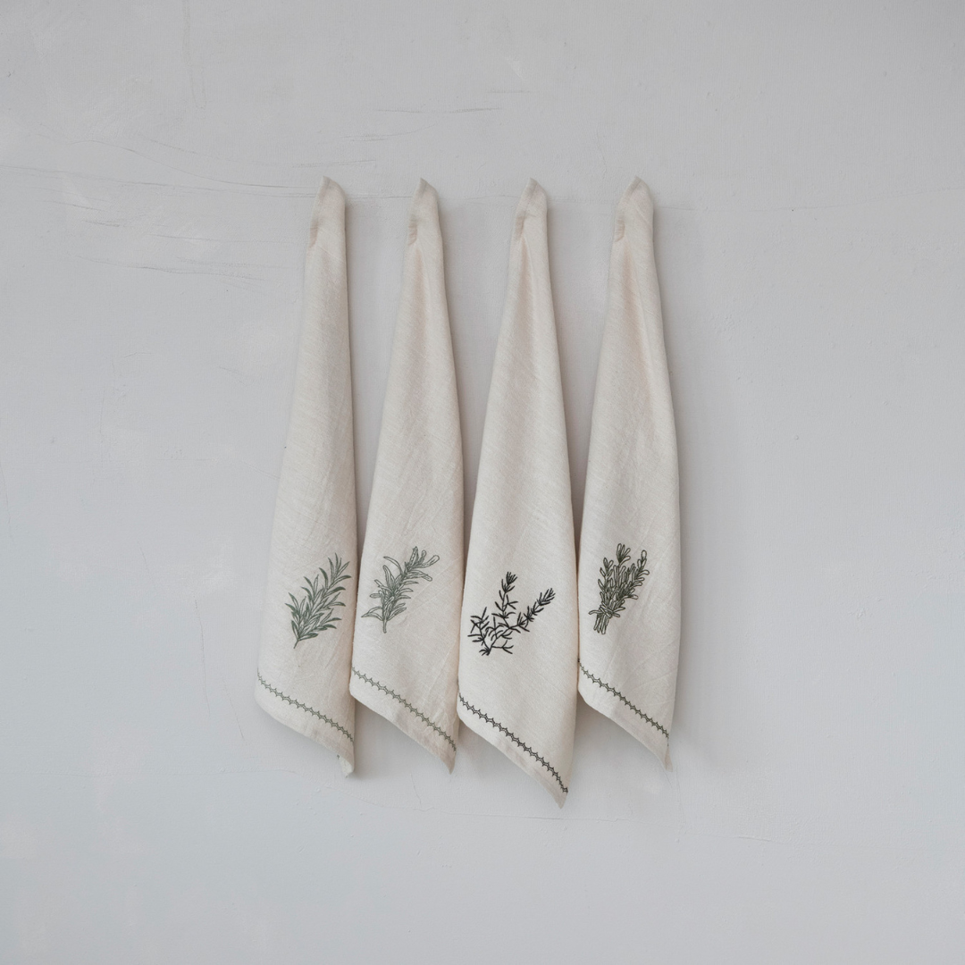 Cotton Tea Towel Herbs