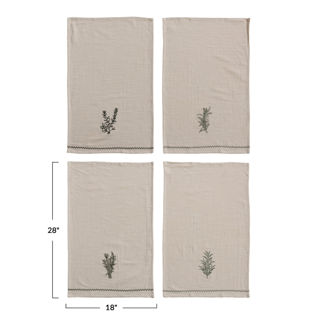 Cotton Tea Towel Herbs