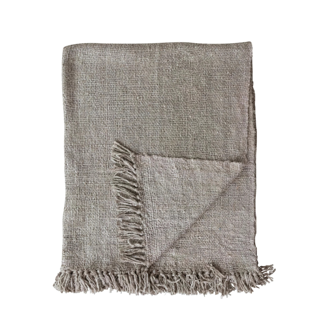 Woven Viscose Throw with Fringe