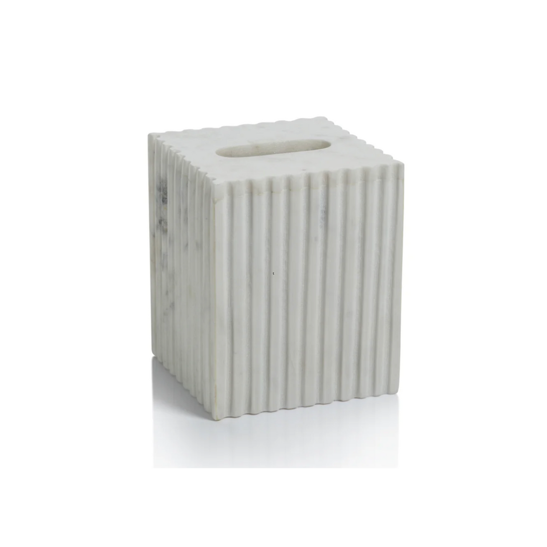 Fluted White Marble Tissue Box – BARAN HOME