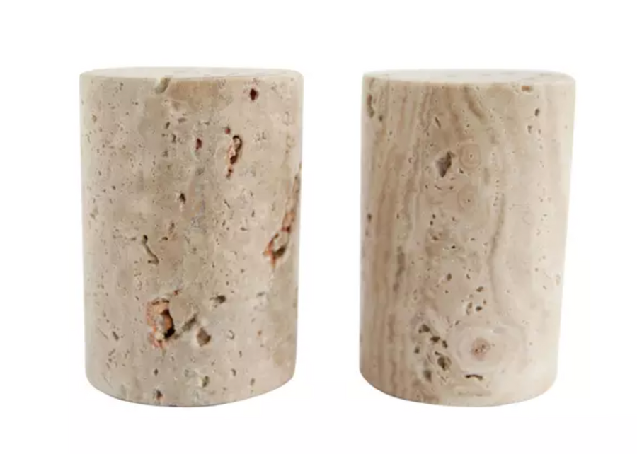 Travertine Salt + Pepper Shakers