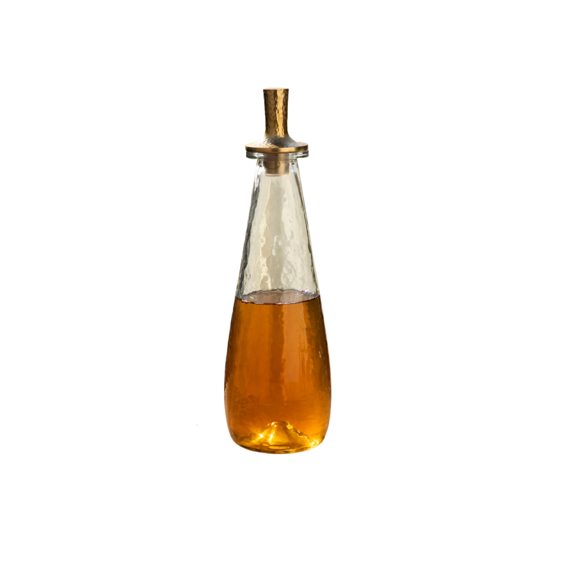 Glass + Brass Tall Hammered Decanter