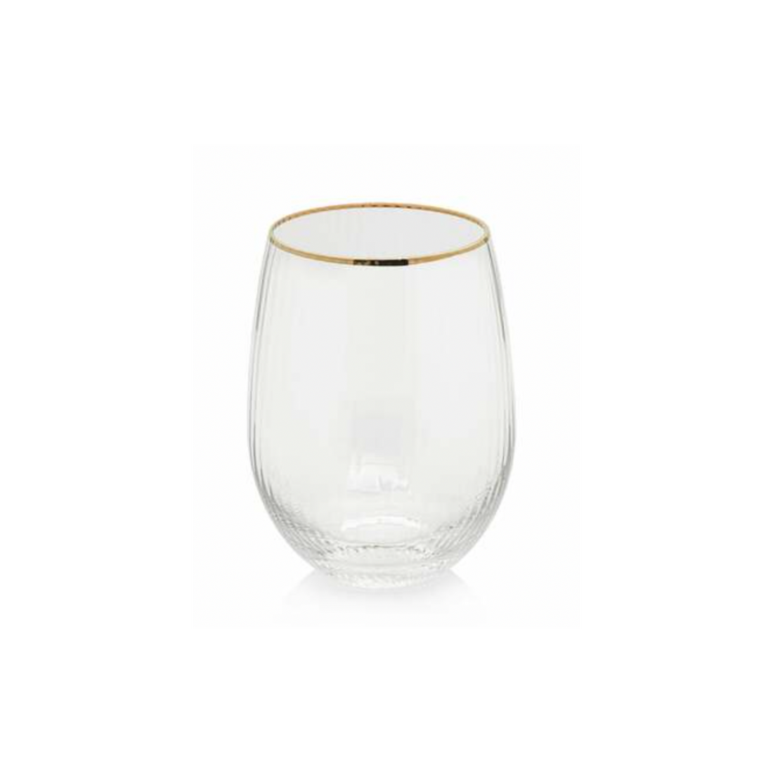 Fluted Gold Rim Stemless Wine Glass