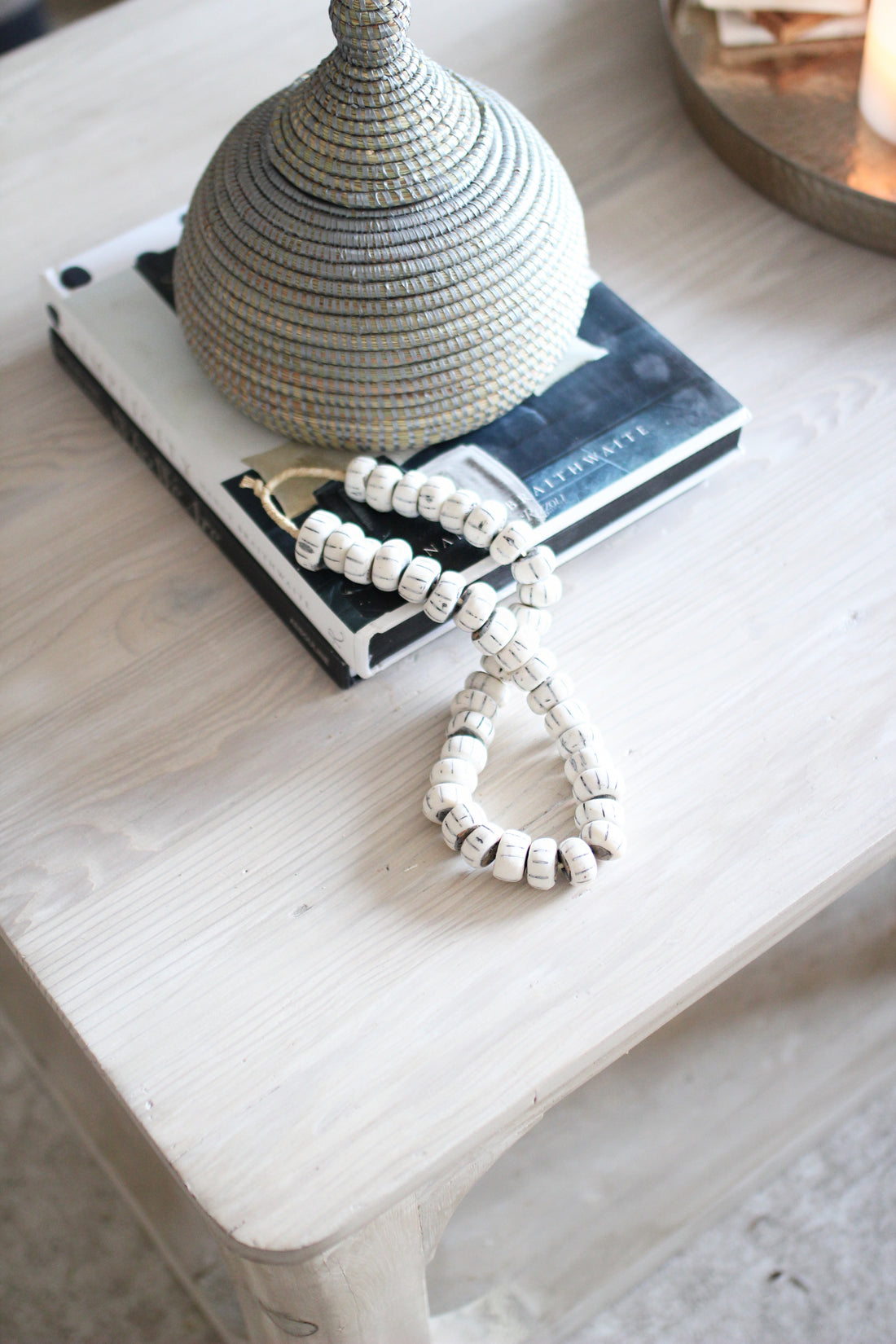 bone beads perfect for styling on bookshelves or table tops